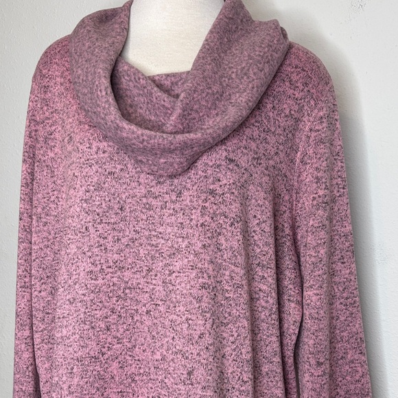 Ideology size 3X Heathered Sea Pink Cowl Neck Sweater - Picture 3 of 9